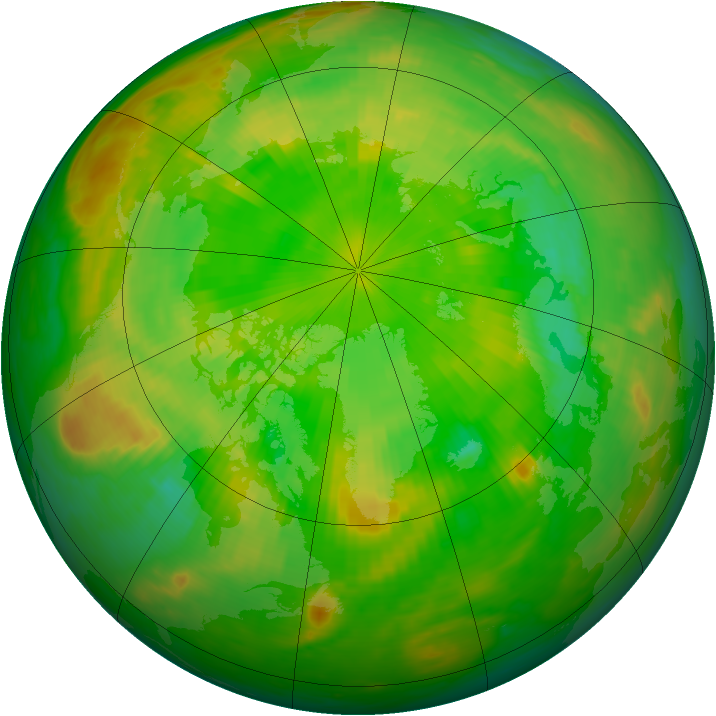 Arctic ozone map for 20 June 1989